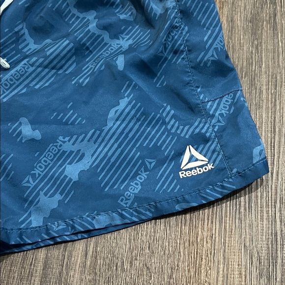 (19) Reebok Navy Patterned Running Shorts - Picture 3 of 5